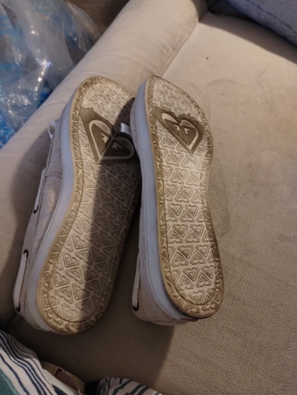ROXY women Beige Denim Tennis Shoes Sz 10